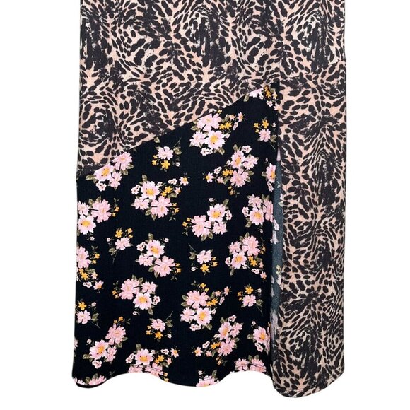 ASOS DESIGN Crinkle Wrap Midi Dress Leopard & Ditsy Floral Print Size 14 - Picture 7 of 13